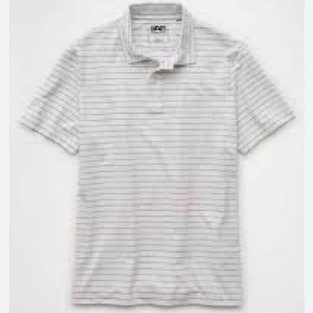 American Eagle Outfitters Gray Striped Polo Shirt size m